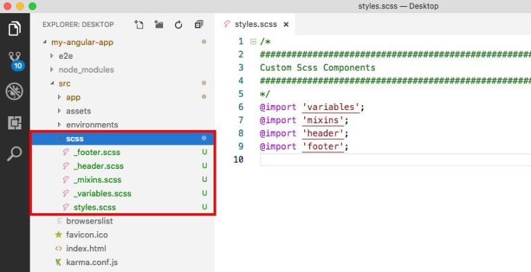 3. Manage Sass files in Angular project