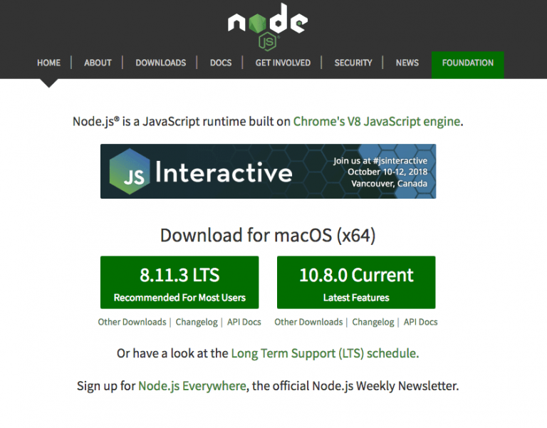 update node version mac
