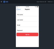 Ionic 4 Sign up form