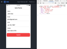 Creating Form in Ionic 4
