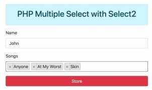 PHP 8 Select2 Multi Select
