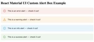 React Material UI Alert Box Component Examples Tutorial